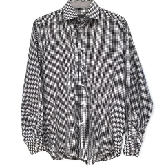Indochino Custom Menswear Blue Green Checkered Collared Long Sleeve Button Down - Picture 1 of 9